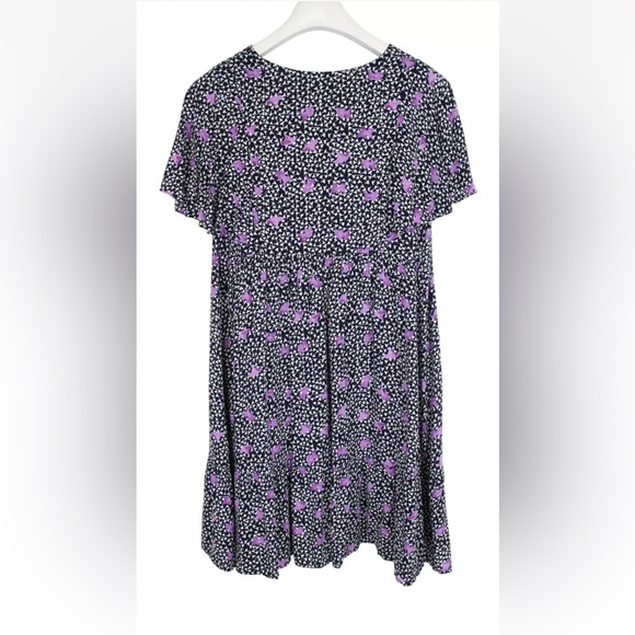 Maje Risee Floral Purple Oversized Flutter Sleeve Mini Dress Size FR 38 (US 6) - Picture 3 of 15